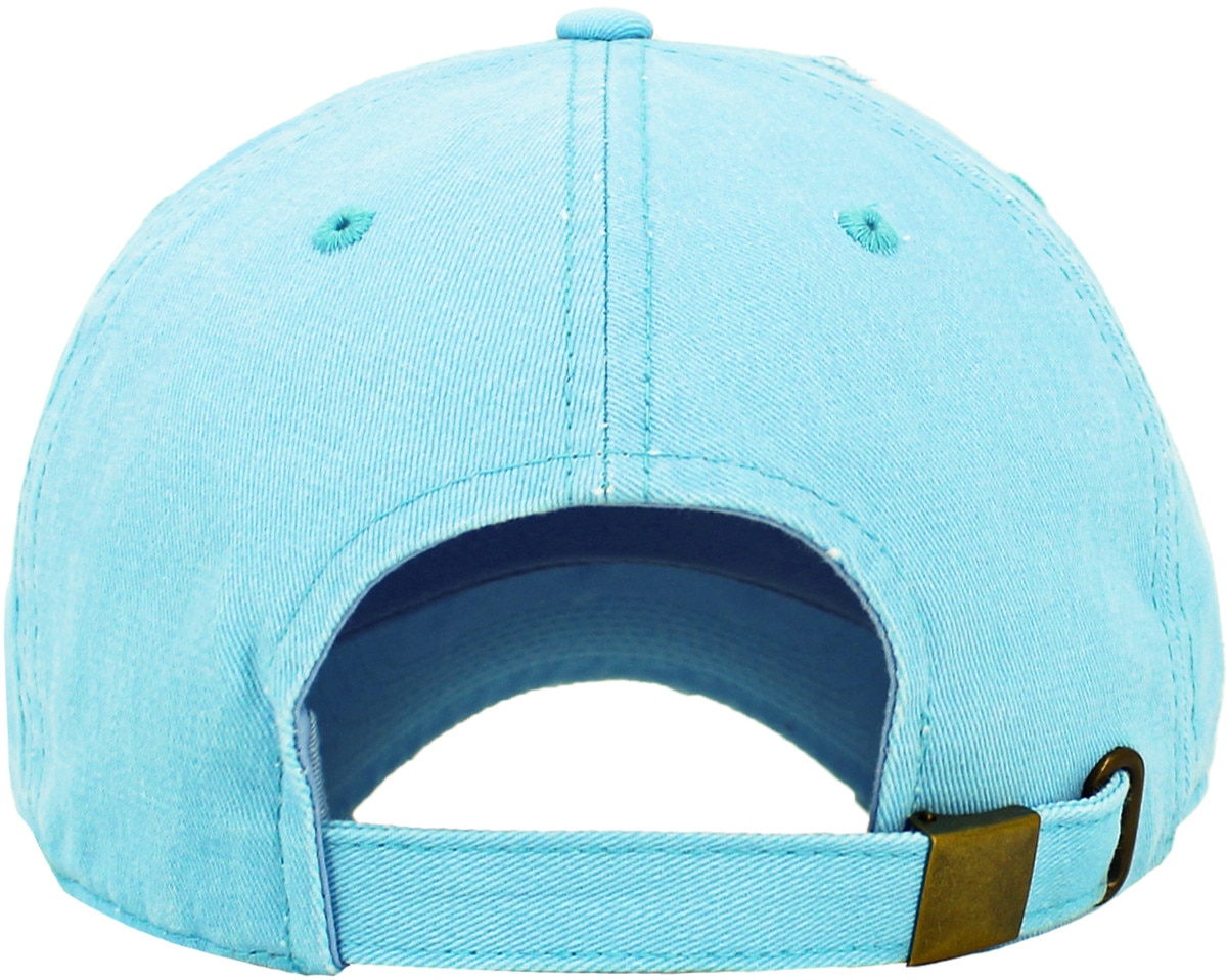 Neon Blue Distressed Vintage Baseball Cap Back View
